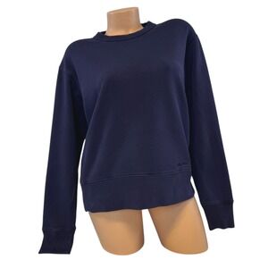 Zara SRPLS Womens Size SMALL Navy Blue Cotton Crewneck Sweatshirt Long‎ Sleeve